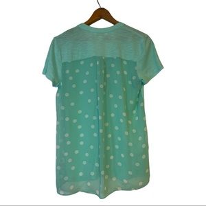 Charming Charlie Mint Green Polka Dot Short Sleeve Top